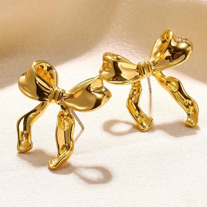 Cheky - Bow Earrings Simple Style Fashionable And Versatile Earrings