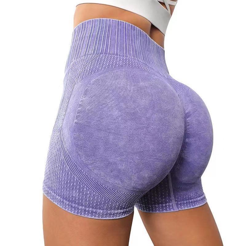 Cheky - High-waisted Hip-lifting Fitness Pants Solid Color Quick-drying Tight Running Sports Yoga Shorts Women