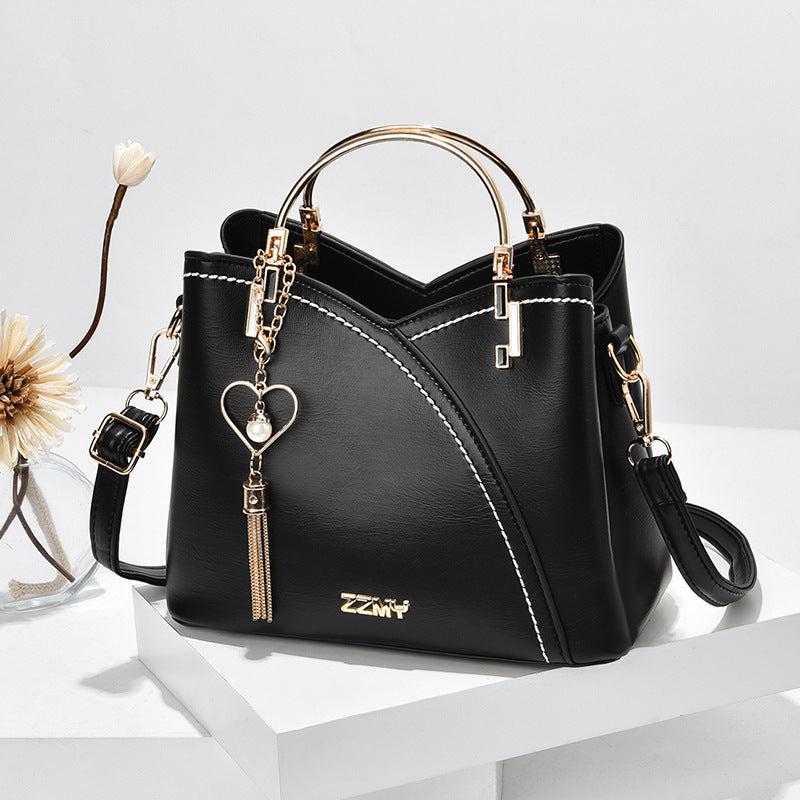 Cheky - Color Block Handbag Love Tassel Decor Crossbody Bags For Women