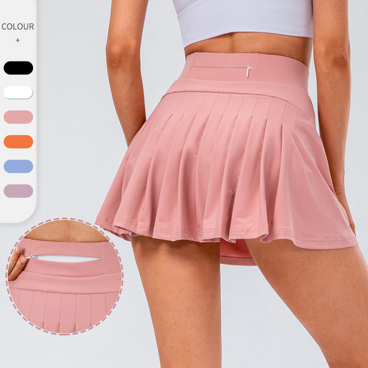 Cheky - High Quality Tennis Skirt With Zipped Pocket Women Pleated Sports Skirt