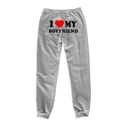 Cheky - I Love MY BOYFRIEND Printed Trousers Casual Sweatpants Men And Women Sports Pants