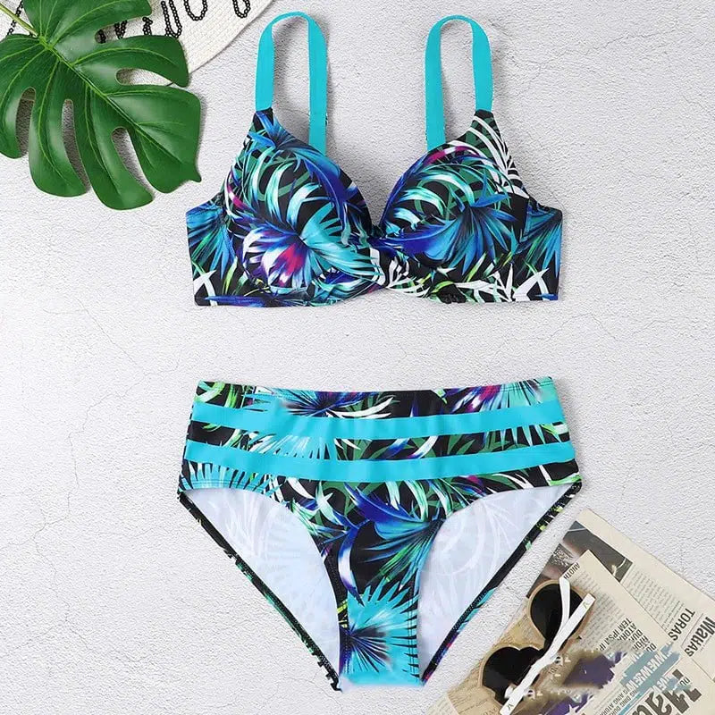 Cheky - Summer Bikinis Women High Waisted Swimwear With Push Up Female Swimsuit Swimming Bathing Suit Bikini Set Beach Wear Bather