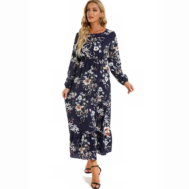 Cheky - 2023 Sping Summer Bohemian Women Maxi Dress Casual Long Sleeve High Waist Beach Woman Chiffon Dresses Floral Vestidoes Mujer New