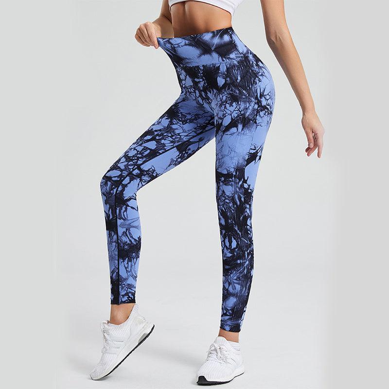 Cheky - Fashion Tie Dye Printed Leggings High Waist Hip Lifting Tight Fitness Sports Yoga Pants For Women