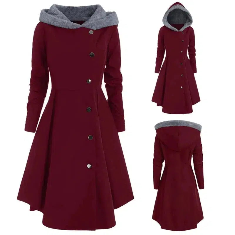 Cheky - Bombshell Christmas Trench Women's Long Hooded Coat Woman