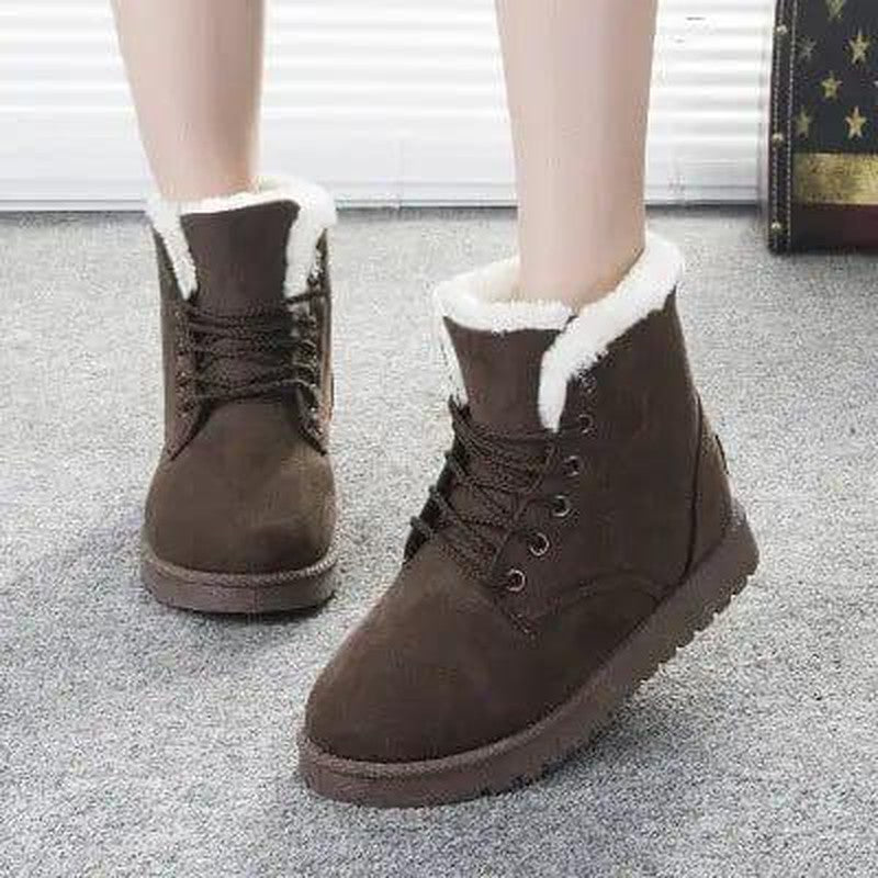 Cheky - Elegant Suede Lace-Up Winter Ankle Boots