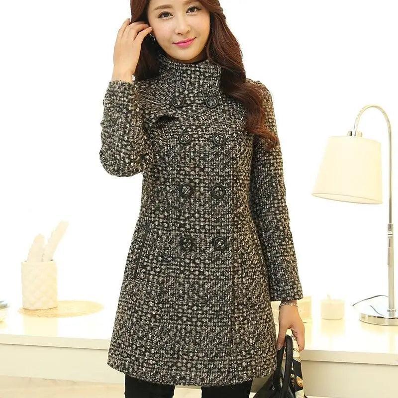 Cheky - Fashion Thick Plaid woolen coat women's clothing