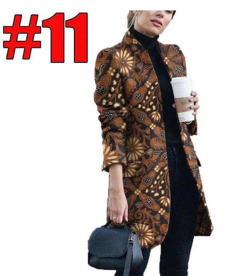 Cheky - Female small printed long sleeve coat lapel