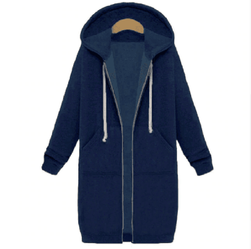 Cheky - Hooded long-sleeved winter sweater women's jacket in a long