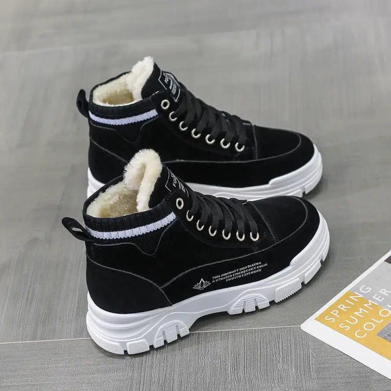 Cheky - Ladies Casual Shoes Lace-up Fashion Sneakers Platform Snow Boots Winter Women Boots Warm Plush Women's Shoes