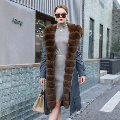 Cheky - Long Detachable Rex Rabbit Liner Fur Coat