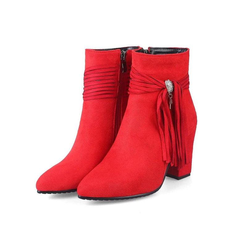 Cheky - Low heel suede ankle boots women England