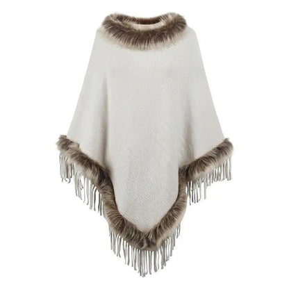 Cheky - Mao Mao Yu Foreign Trade Knitted Tassel Cloak For Women