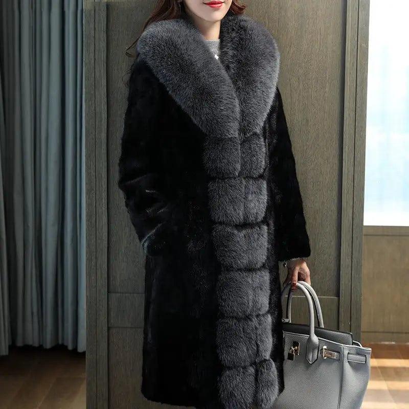 Cheky - New Fox Fur Collar Mink Women's Coat