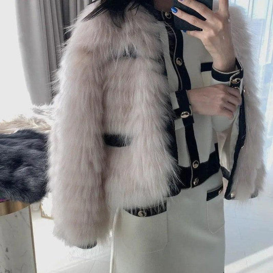 Cheky - Winter new fur woven fur coat Women Short fox hair