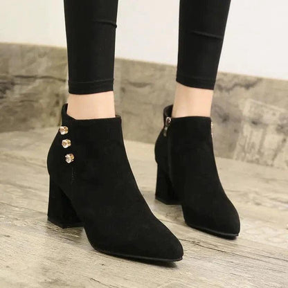 Cheky - Women Pointed Thick Heel Martin Boots