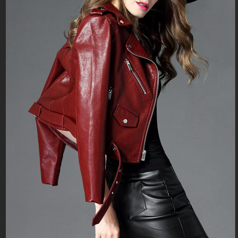 Cheky - Women's Short Slim PU Leather Jacket